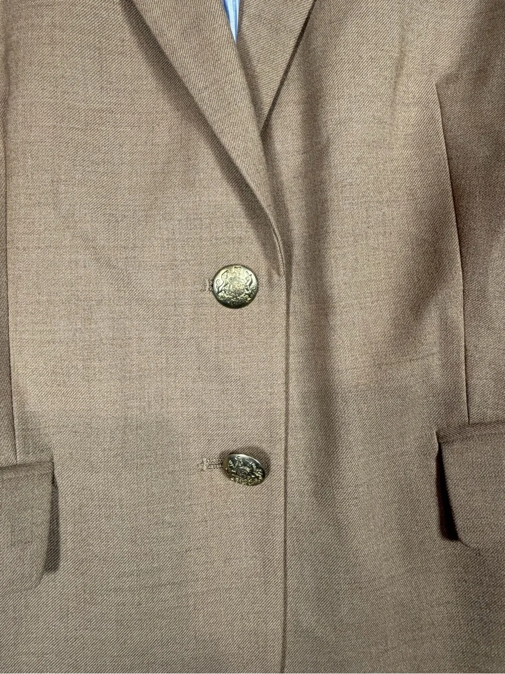 J. Crew Women's Gold Button Size 10 Wool Blend Camel Brown Tailored Blazer